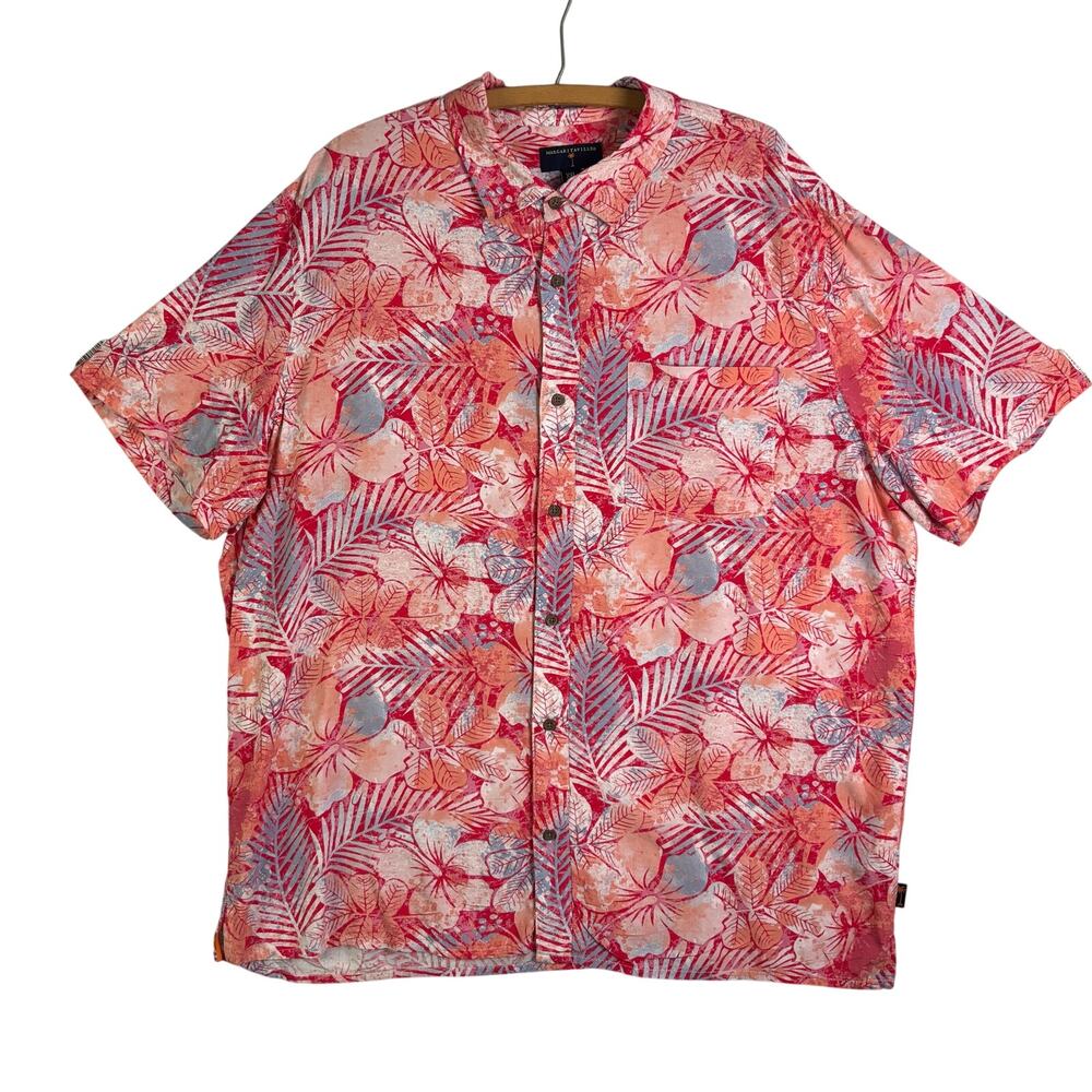 MARGARITAVILLE Pink Hawaiian Flowers Casual Dress Shirt Mens Size XXL